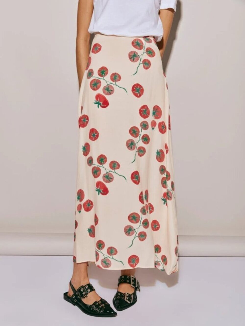 VRG GRL Brie Midi Skirt - Roma Tomato Print - Size AUS 8 / US 4